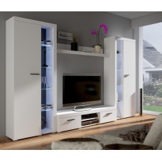 Large Living room Wall unit Rumba XL - Front: White Laminate / Body: White Laminate